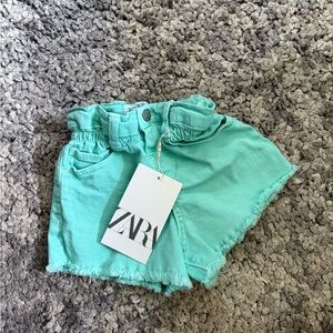 Zara Mint Green Denim Shorts